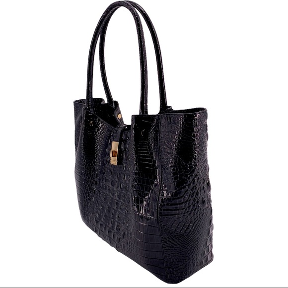SOLD - BRAHMIN BLACK MELBOURNE MEDIUM MALLORY TOTE NWT - Picture 3 of 11